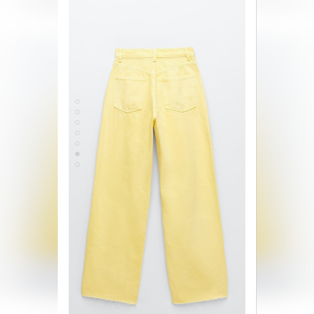 NWT Zara Wide Leg Full Lenght High Rise Yellow Jeans US 4